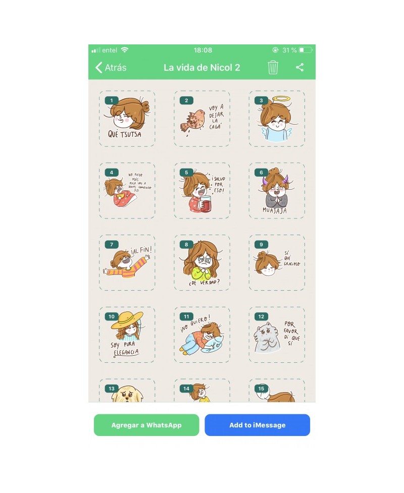 STICKERS WHATSAPP pack 1 y 2